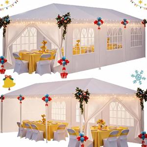 HOTEEL 10x30 Party Tent, Large 300 Sq Ft Outdoor Canopy with 8 Removable Sidewalls & 2 Zipper Doors Holds 40+ Guests, Carpas para Fiestas for Wedding, BBQ, Baby Shower & Backyard Event, White