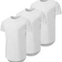 Mens 3 Pack Crewneck T-Shirts Multipack Short Sleeve Hipster Hip Hop Longline Classic Tee Tops (Medium)