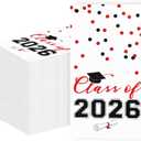 2026 Graduation Disposable Paper Napkins, Guest Dinner Hand Towels for College School Grad Class Congrats Celebration, Cocktail Party Decorations (80, Red & Black)
