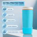 2 x 2pcs Silicone Boot for Owala Smoothsip Slider Coffee Tumbler 12oz 20oz, Anti-Slip Protective Sleeve, Bottom Protector for Travel Coffee Mug, Cup Tumblers Accessories for Owala' (Blue)