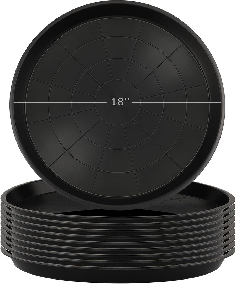Eccliy 10 Packs 18 Inch Plastic Large Plant Saucers Heavy Duty Planter Trays Jumbo Flower Pot Saucers Plastic Water Trays for Indoors and Outdoors