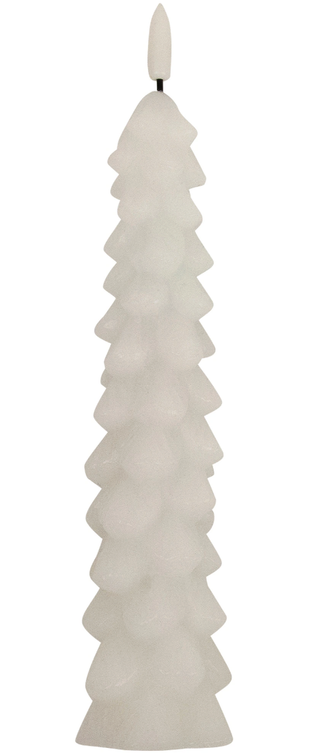 1Pcs White Christmas Tree-Shaped Flameless Taper Candles with Remote and Timer, 9.8'' Real Wax LED Window Candlesticks, 3D Flame Wick Battery Operated Christmas Tree Candles for Holiday Decoration