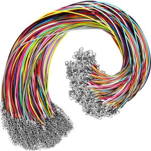 100Pcs Leather Necklace Cord with Clasps, Rope Necklace String, 25Color Necklace Cords for Pendants, 19.7" Premium Necklace Chains for Jewelry Making Supplies, 1.5mm Waxed Necklace Bracelet Cord DHOOZ