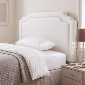 Leinuosen Dorm Twin Headboard with 2 Outlets White Leather Minimalist