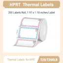 2 x HPRT Thermal Labels for T20 Label Printer, 1.97" x 1.18"(50x30 mm) Waterproof Sticker Paper, Color Thermal Tape for HPRT T20/T260LR Label Maker, 200 Labels/Roll, Plaid Flower