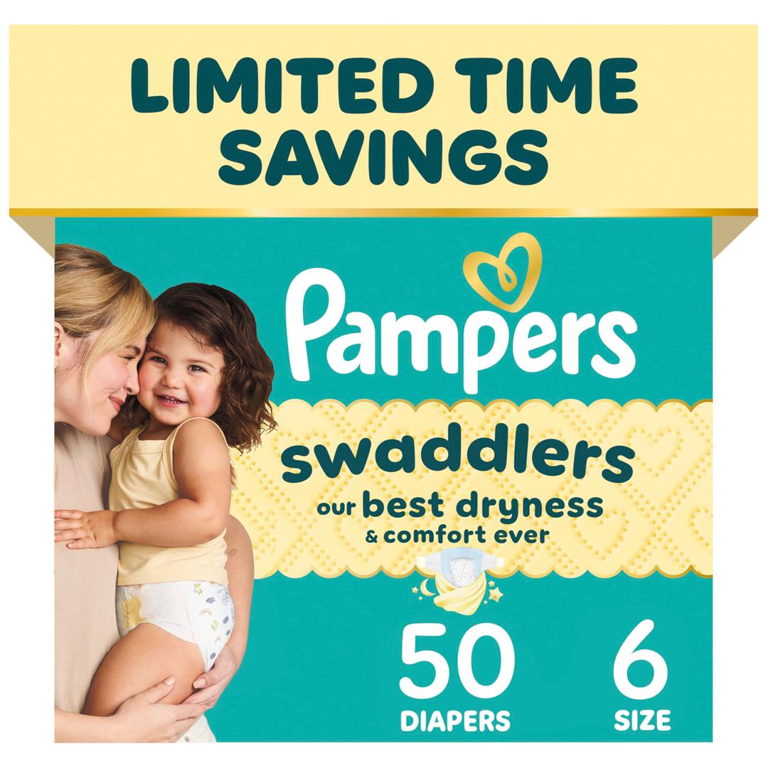 Pampers Swaddlers Diapers, Size 6 (23-44 lbs), 16 Count, Hypoallergenic, Absorbent, Keeps Baby Dry and Comfortable, Skin Safe Disposable Baby Diaper