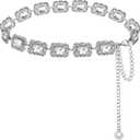 Western Square Waist Chain for Women Metal Chain Link Belt Adjustable Waist Chain Chunky Cowgirl Boho Chain Belts (M: 47.2 in/120 cm)