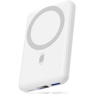 AOGUERBE for Magsafe Portable Charger, 10000mAh Magnetic Power Bank PD 22.5W Fast Charging Wireless Battery Pack with LED Display for iPhone 17/16/15/14/13/12 Series-White
