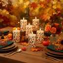 Tuanse 6 Pcs Fall Flameless Candles 4.3 Maple Leaf Pumpkins LED Lights Battery Operated LED Electric Candle for Autumn Thanksgiving Fall Harvest Decor Halloween Wedding Decor (Leaves)