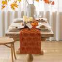 Fall Table Runner Rust Terracotta Soft Plush Faux Fur Velvet Pumpkin Autumn Harvest Cloth Dining Centerpiece Thanksgiving Decor for Home Kitchen Decoration 13 x 48 Inch