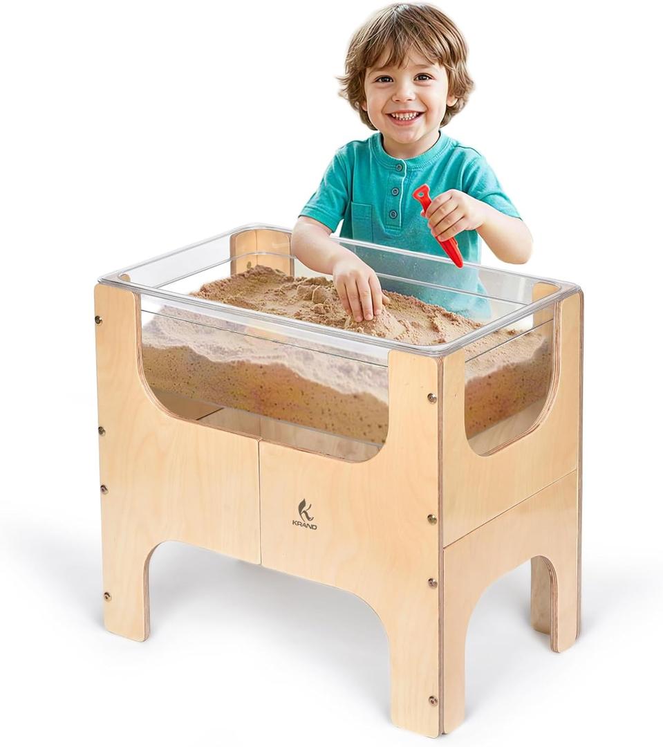 See-Through Small Water & Sand Sensory Table for Kids w/Transparent Tub for Tactile Play & Learning Perfect for Home, Classroom & Daycare
