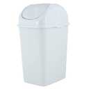 Superio Mini Desktop Trash Can with Swing Top Lid Portable Plastic Garbage Can for Countertop, Desktop, Make up Vanity, Bathroom, Car, Under Sink, Dorm, Compact Waste Bin 5 L, 1.25 Gal. (White)