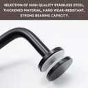 KUMGROT 2 Pcs Stainless Steel Handrail Bracket Glass Staircase Hand Rail Heavy Duty Wall Mounted Bracket for 6-16mm Thickness Glass, Curved Type,Black