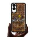 Carveit Magnetic Wooden Case for Samsung Galaxy S25 Edge Case, Wood Artisan Engraved & Handmade Shell Inlaid, Compatible with MagSafe Wireless Chargers (Aztec Style Alpine Lakes) Walnut