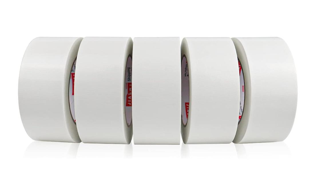 JIALAI HOME 5-Pack White Duct Tape, 2 inches x 30 Yards, 8.27 mil Thickness, Heavy Duty, Strong, Flexible, No Residue, All-Weather and Tear by Hand - for Patch, Protect and Temporary Repairs