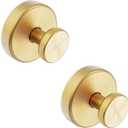 Suction Cup Hooks for Shower, Towel Hooks for Bathroom Window Glass, Bath Robe Looafh Hook for Hanging - 2 Pack, Gold