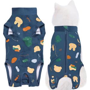 Recovery Suit for Dogs, Dog Surgery Recovery Suit with Zipper Closure Post Spay, Neuter, Abdominal Surgical Suit for Male Female Dogs Can Pee, Prevent Licking Dog Onesies (Blue Bear, Large+)