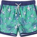 SURF CUZ Boys Swim Trunks Retro Toddler Boy Swimsuit Shorts Quick Dry Swimming Trunks Bathing Suit (2T, 02 Coral Starfish)