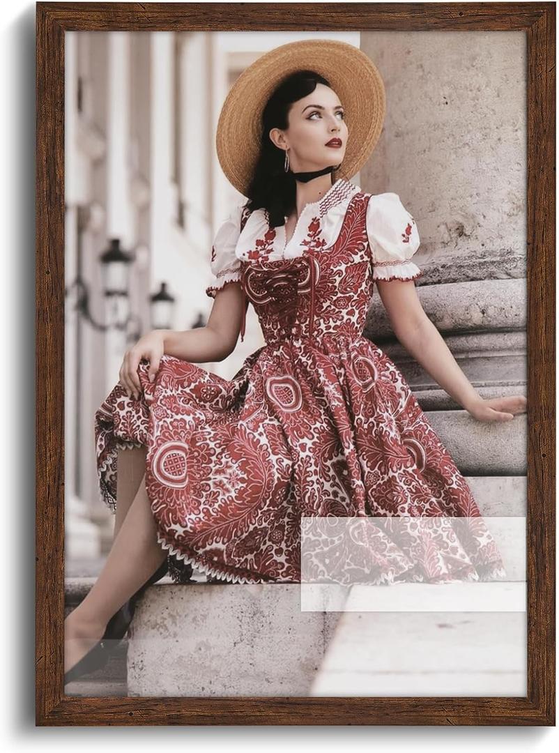 HLiWEGNS Dark Brown 14x20 Frame -Single Frame - Rustic Woodgrain 14 x 20 Poster Frame with Plexiglass for Wall Gallery Display, 14x20 Picture Frame for Puzzles, Artwork, Photos and Posters