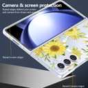 Magnetic for Galaxy Z Fold 5 Case,Clear Flowers Design Cover,Slim Anti-Yellow Hard PC Protective Soft TPU Bumper Shockproof Cute Case for Samsung Galaxy Z Fold 5,Sunflower(10-100)