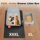 XXXL Jumbo Drawer Stainless Steel Cat Litter Box with Lid, Flully Enclosed, 28”Lx20"Wx17"H Extra Large for Maine Coon, Big Cats & Multi-Cats, Odor Control, Non-Stick, Leak-Proof, Easy Cleaning (Black)