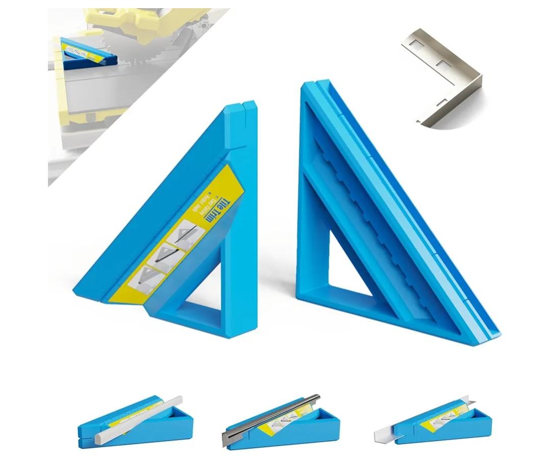 Tile Tool, Tile Edge Trim Cutting Tool for Installation, Precise 45-Degree Miter Cut Tile Trim Square Accessories for Pro and Beginner (1 Piece, Blue)