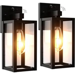 Dawn to Dusk Outdoor Sensor Motion Sensor Light Fixture Waterproof Porch Lights Anti-Rust Exterior Wall Mount Light Outdoor Wall Lantern for Patio Front Door Garage - 2 Pack