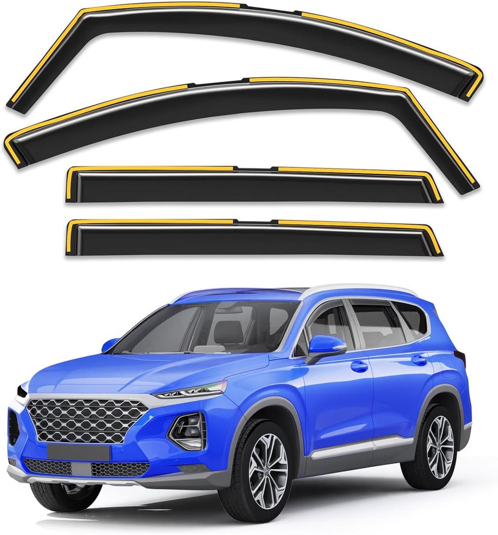 in-Channel Window Rain Guards Fit for 2019 2020 2021 2022 2023 Hyundai Santa Fe 5-Seats (Not for XL 7-Seats),Visors Vent Visors Window Deflector Vent Shades Car Accessories -4 pcs
