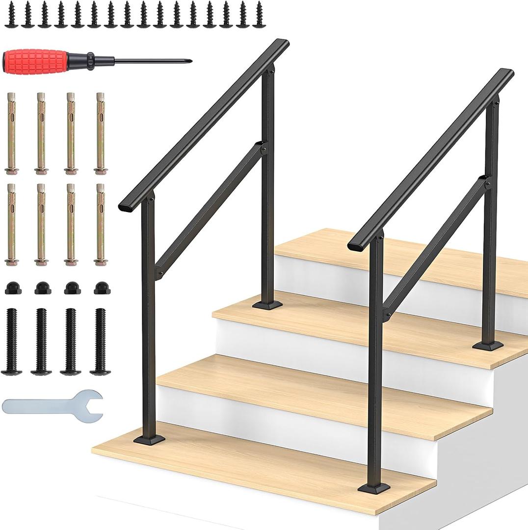 2PCS Hand Rails for Outdoor Steps 2-5 Steps Wrought Iron Handrails