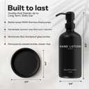 Black Glass Lotion Dispenser with Pump by Brighter Barns - Hand Lotion Dispenser Bathroom Set & Tray - Modern Bathroom Decor in Airbnb, Apartment Rental Properties, Guest House, Hotel Lobby (Black)