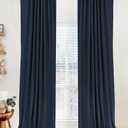 100% Blackout Shield Linen Blackout Curtains for Bedroom 108 Inches Long, Back Tab/ Rod Pocket Living Room Drapes, Thermal Insulated Blackout Curtains 2 Panels Set, 50" W x 108" L, Navy