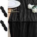2PCS Table Runner Cheesecloth 10FT Black Boho Gauze Cheese Cloth Rustic Sheer Table Runners for Wedding Birthday Bridal Baby Shower Party Decoration