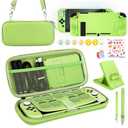 Younik Switch Accessories Bundle, 17 in 1 Green Switch Accessories Kit for Girls Include Switch Carrying Case, Adjustable Stand, Protective Case for Switch Console & J-Con