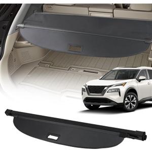 AUXMART Cargo Cover for Nissan Rogue 2021 2022 2023 2024 2025 Rear Trunk Cargo Cover Waterproof Trunk Cover Retractable Shielding Shade Compatible with Nissan Rogue Accessories