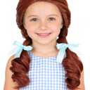 Half and Half Long Dark Brown Braided Wig Red Brown Twin Braids Wigs Synthetic Hair for Halloween Party