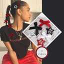 24PCS Bow Hair Clips 3 Colors Red Star Hair Clips Black Satin Mini Hair Bows White Star Barrettes Bowknot Snap Metal Y2K Hair Accessories for Women Girls