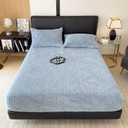 ZIQINPSQ Twin Size Flannel Fitted Sheet - 1 Piece Winter Warm Deep Pocket (15") Bed Sheet, Shrink & Fade Resistant, Hotel Quality, Light Steel Blue