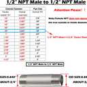 Beduan Stainless Steel Pipe Fitting, 1/2" NPT x 1/2" NPT Male Threaded, 24" Length Pipe Nipple