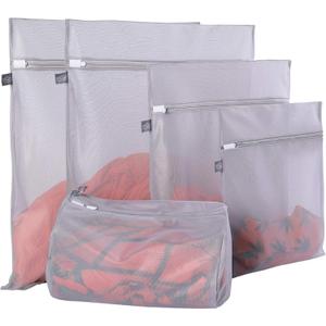 Kimmama Laundry Bag Mesh Wash Bags, Washing Machine Wash Bag, Net Washer Sack with Zipper, Dryer Pouch for Cleaning and Drying Cloths, Garment, Sweater, Delicates, lingerie, Bra, Pant, Sock, Toys (2XL+1L+1M+1S, Grey)