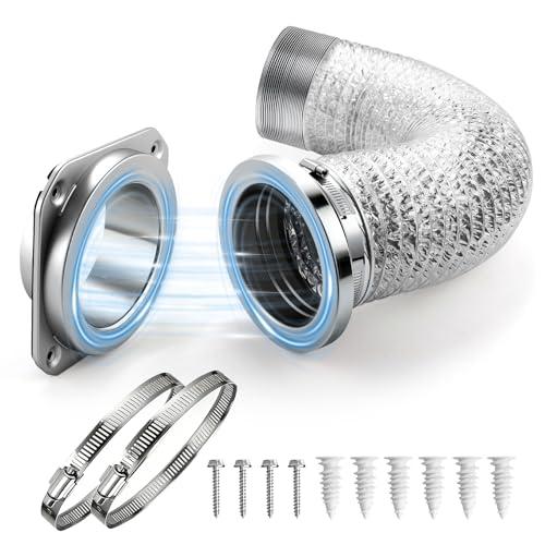 Guhiwuk Magnetic Dryer Vent Coupling DV180, Dryer Vent Connector Airtight Seal Kit Easy to Clean Quick Connector Including a 3.3ft 4" Duct and two Clamps