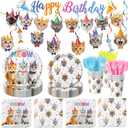 170PCS Cat Birthday Decorations Cat Birthday Party Supplies - Includes Plates, Napkins, Cups, Cutlery, Banner, Hanging Swirl for Cat Birthday Party Decorations, Serves 24