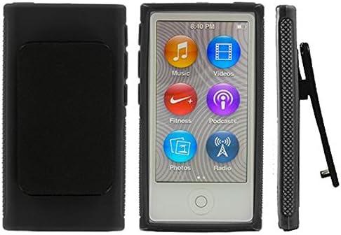 Black Belt Clip TPU Rubber Skin Case Cover for Apple iPod Nano 7th Generation 7G 7