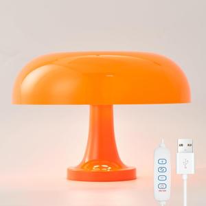 Modern Decorative Table Lamp, Mushroom Cap Design, USB Powered, 3 Lighting Modes, Dimmable, for Bedroom, Living Room Decor, Polished Plastic, Sunset Theme, Push Button Control, Adjustable Brightness