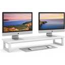 NestNeat Dual Monitor Stand - 39Inch Large Wood Monitor Stand Riser, Holds 200lbs Ultra Strong Support for 2 Monitor/Laptop Computer/TV/PC/Printers, Desk Organizer for Gamming Room&Office, Extension Monitor Stand Riser