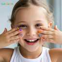4 x Colorful Kid Nail Stickers Kid Fingertip Art Sticker Cute Kids Girls Self Adhesive Nail Strips for Nail Art Decoration Manicure Supplies Accessories Nail Decals for Little Girls