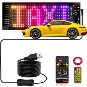 Led Sign for Car Windshield, Programmable LED Scrolling Flexible Screen Digital Display, APP Control, Advertising LED Sign with Remote, DIY Pattern Animation (Black, 3"x7")
