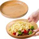 cluzelar 7.5in Round Wooden Plates for Food Bamboo Plates Reusable Kids Dinner Plates Tableware 2PCS Wood Plates Lightweight for Dishes Snack, Dessert, Unbreakable Classic Plates
