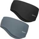 Ear Warmer Headbands for Women Men, 2 Pack Winter Headband Fleece Ear Muffs Warm Ear Covers Head Bands for Cold Weather Cycling Running Ski (Gray)