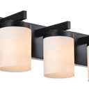 BONLICHT 5-Light Vanity Bath Light Black Modern Bathroom Light with Opal White Glass Shade, Industrial Vanity Lighting Fixtures Wall Mount for Mirror Kitchen Hallway Bedroom Reading Room