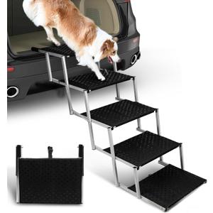 Dog Stairs for Cars,Folding Dog Steps for Large Dogs,Portable Pet Stairs for Cars,Trucks,SUV,Lightweight Pet Ramp with Non-Slip Surface Support Up to 200 lb,5 Steps